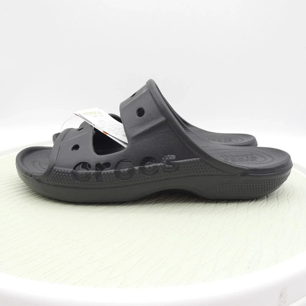 Crocs Baya Sandal Black Men 11 Women 13 Two Strap Slide 207627-001 NEW